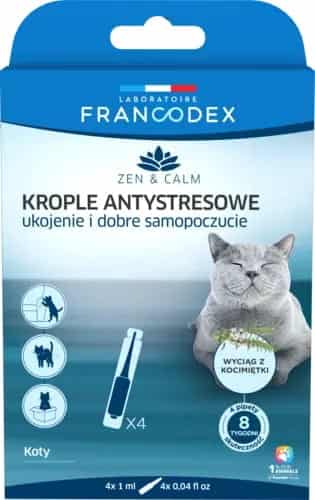 FRANCODEX Anti-Stress-Tropfen mit Katzenminze für Katzen, 4 x 1 ml