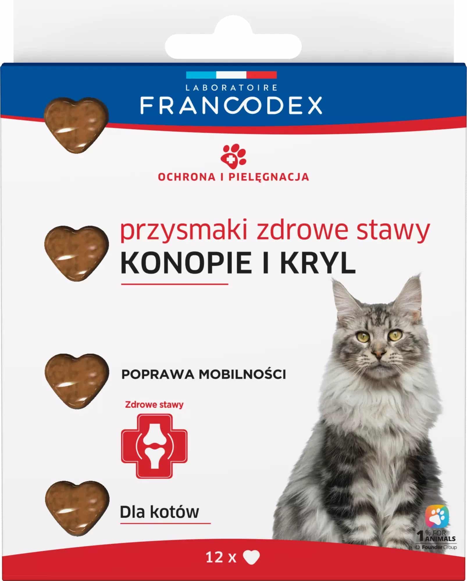FRANCODEX Katzenleckerlis für gesunde Gelenke – Krill und Hanföl, 12 Stk.