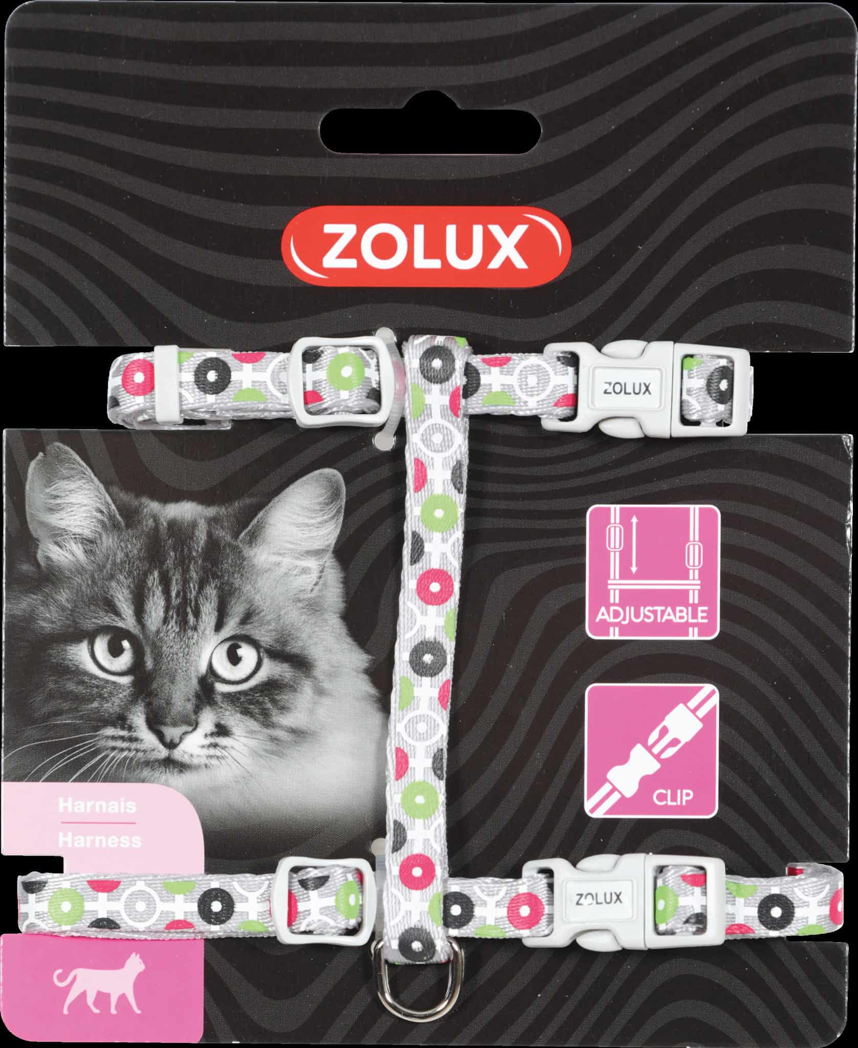 ZOLUX Verstellbares Katzengeschirr aus Nylon ARROW, Farbe: Grau
