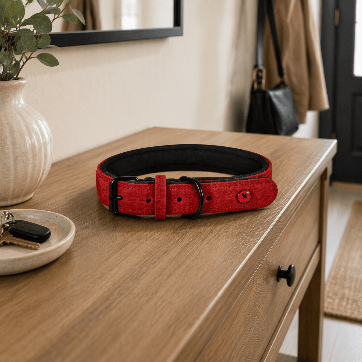 ZOLUX Komfort-Lederhalsband für Hunde, 34–44 cm, 20 mm, rot – Bild 4