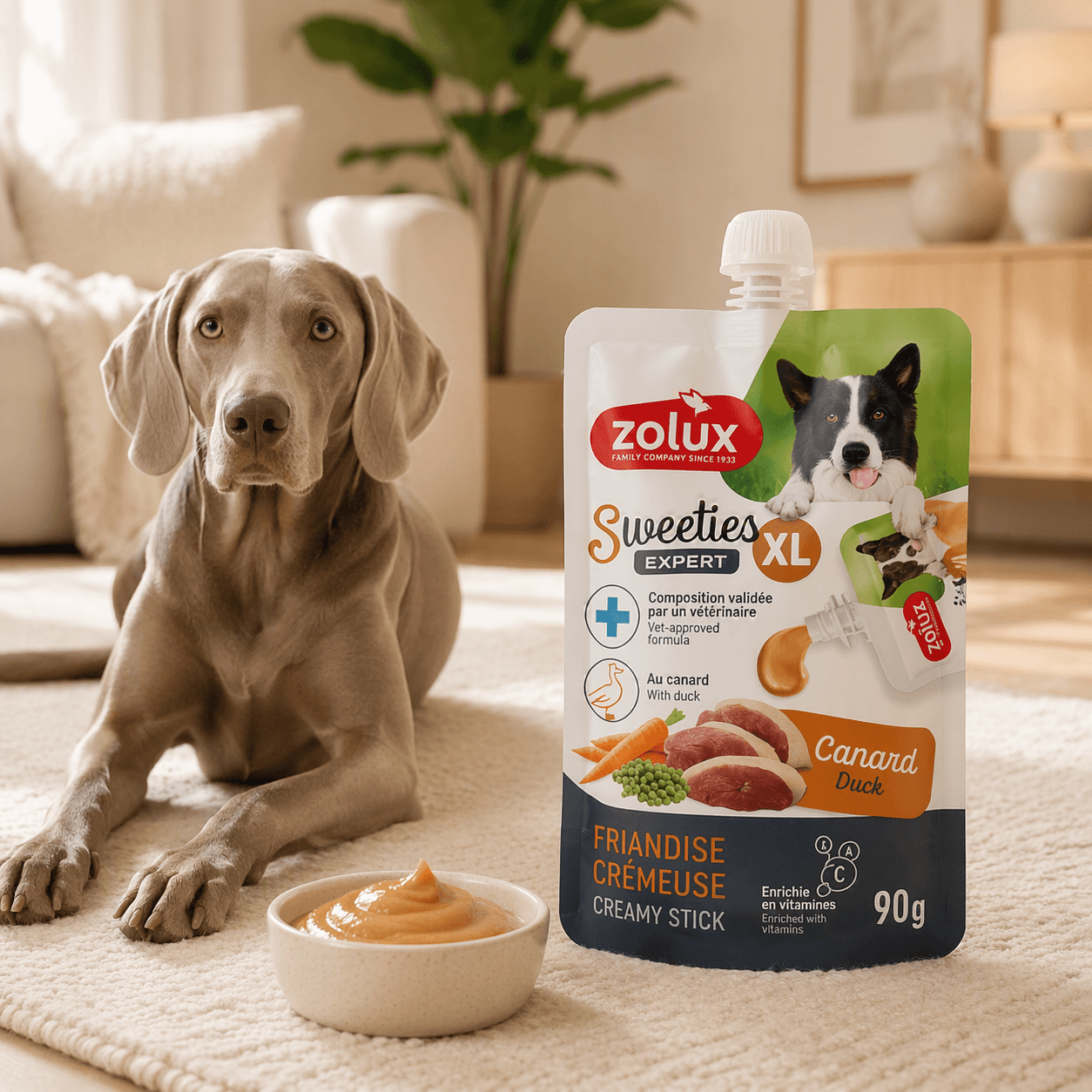 ZOLUX SWEETIES XL Cremiger Hundesnack mit Ente 90 g – Bild 13