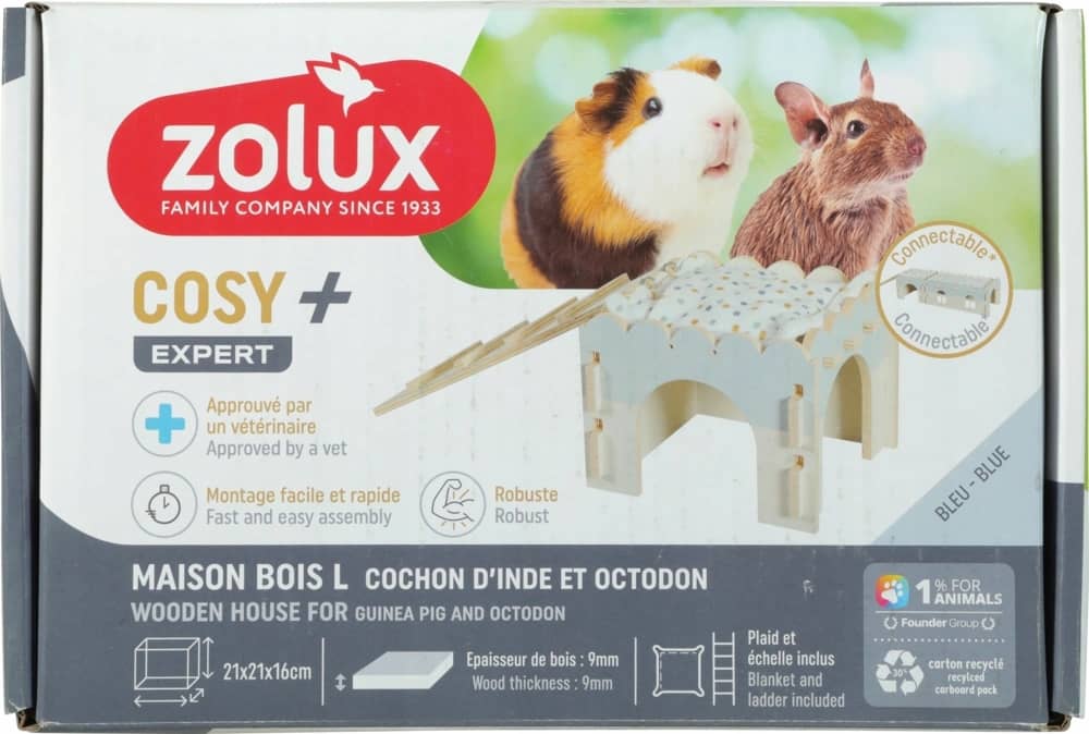 ZOLUX COSY Holzhaus für Meerschweinchen und Rennmäuse, 21 × 21 × 16 cm – Bild 10
