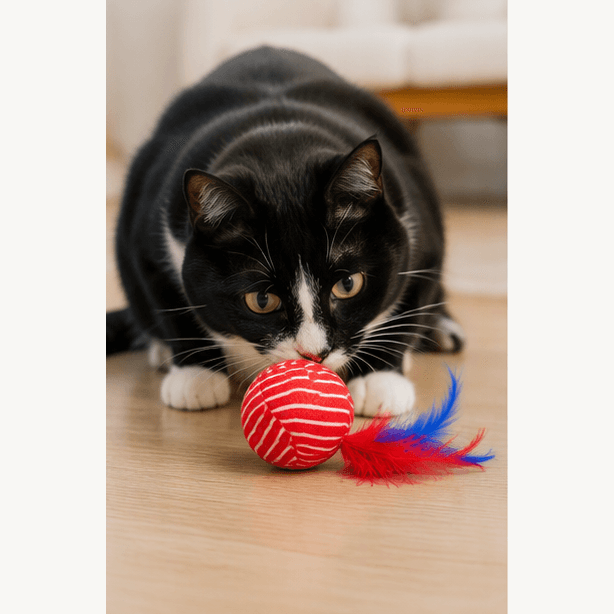 ZOLUX Katzenspielzeug MALO Ball mit Federn, 4 cm, rot – Bild 7