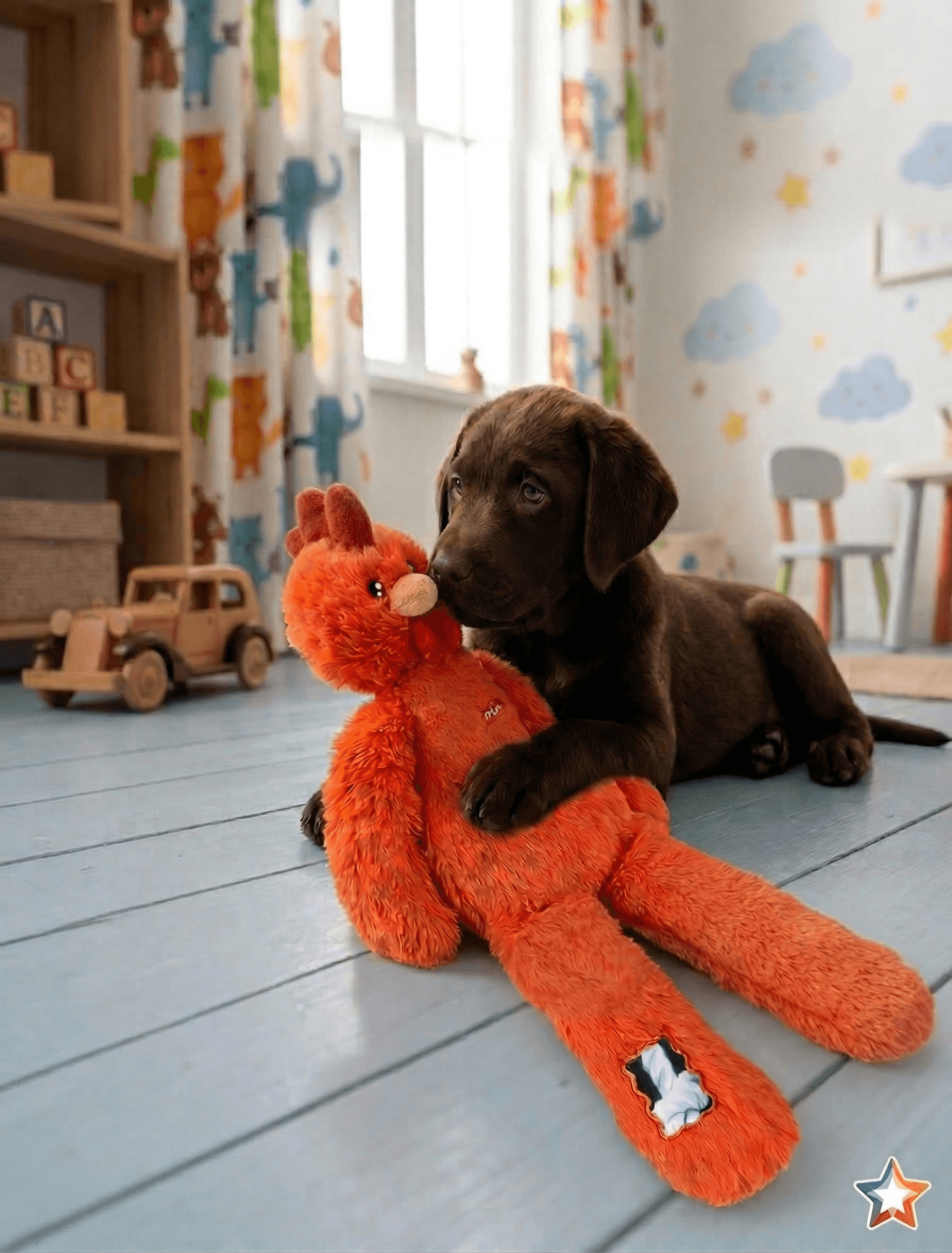 ZOLUX FURRY FARM Plüsch-Hundespielzeug, Hahn Brock, 60 cm – Bild 5