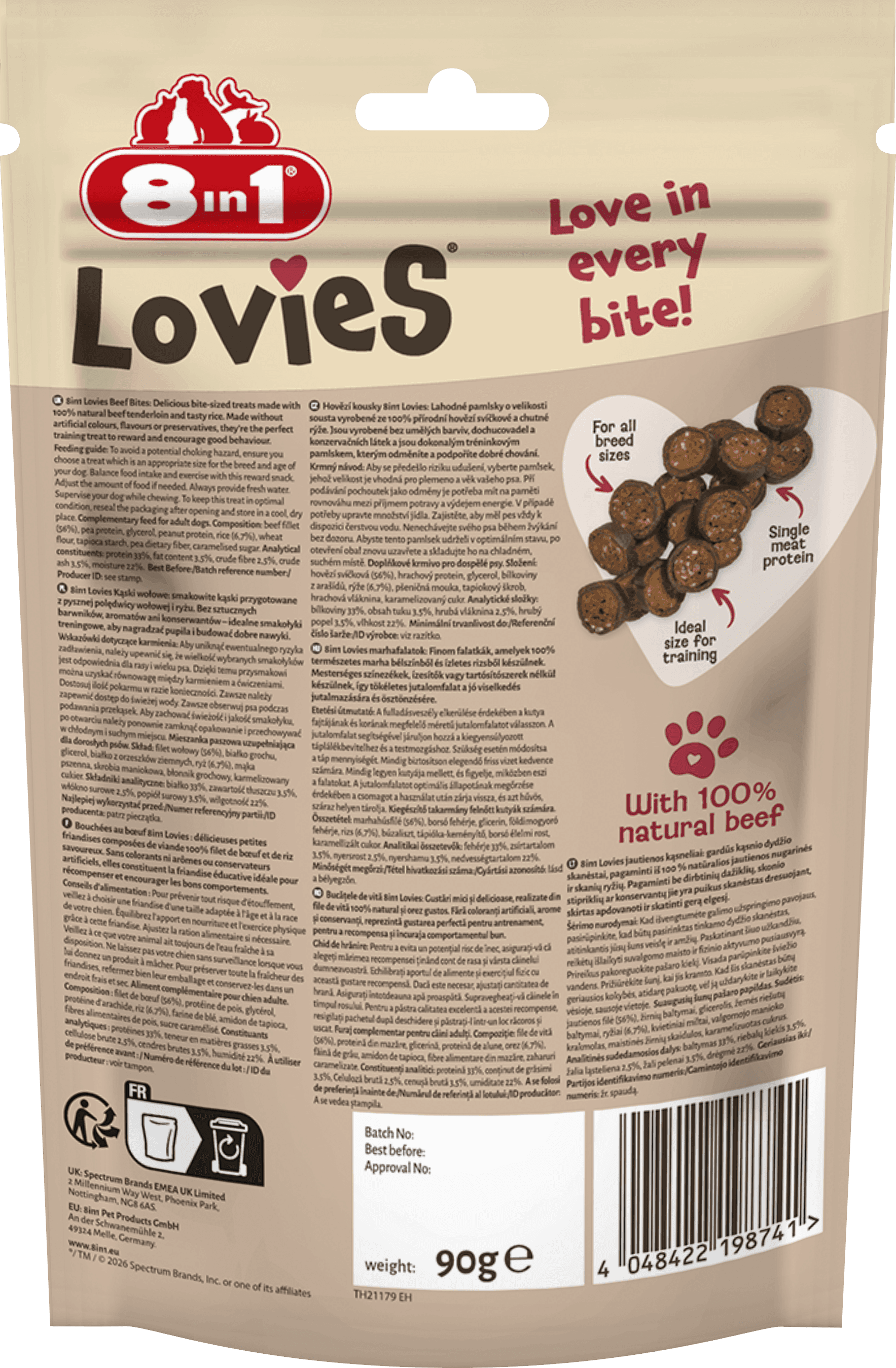 8in1 Lovies Bites Trainingsleckerlis Rind 90g – Bild 2