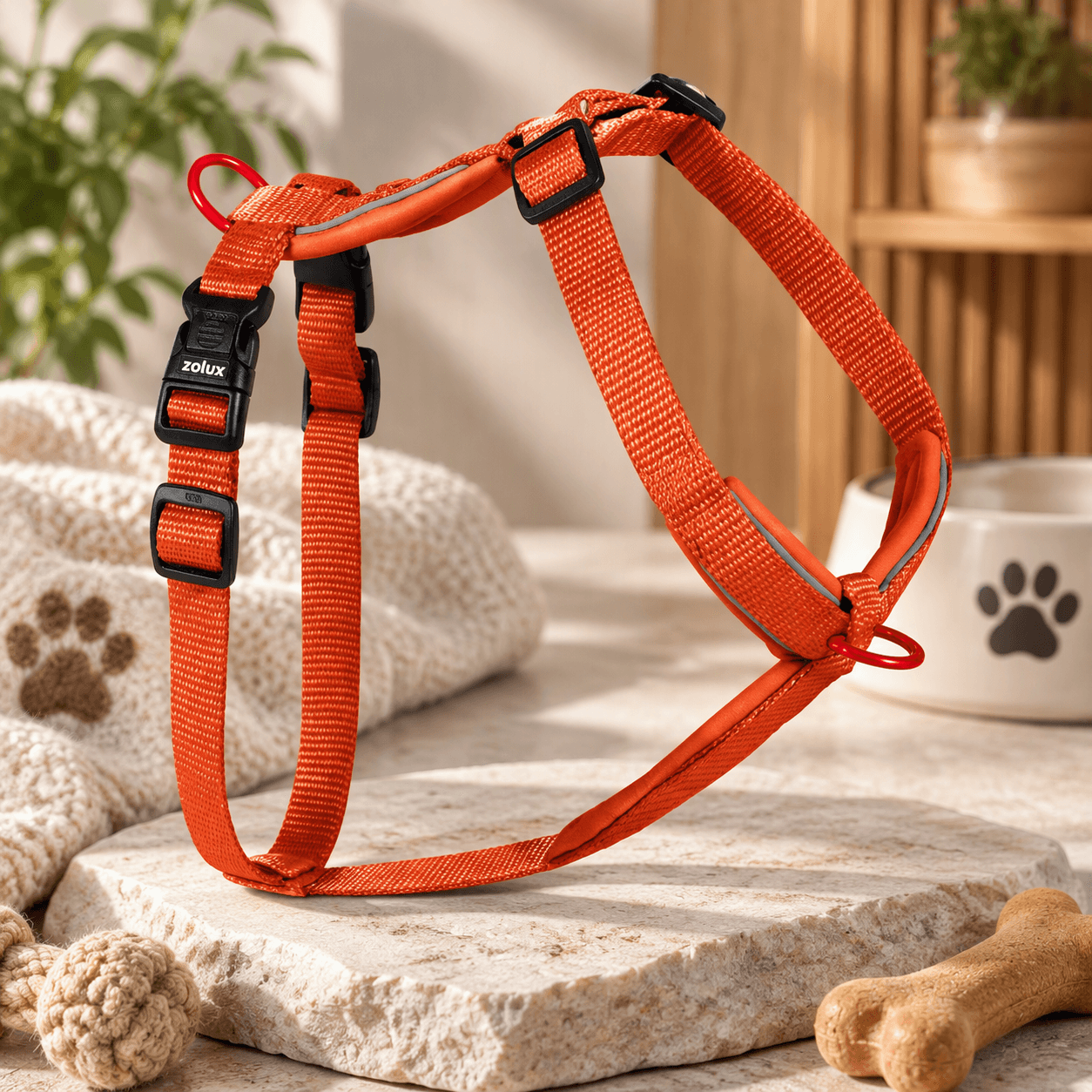 ZOLUX Premium-Nylon-Hundegeschirr, Größe L/XL, 65–97 cm, 25 mm, rostbraun – Bild 3