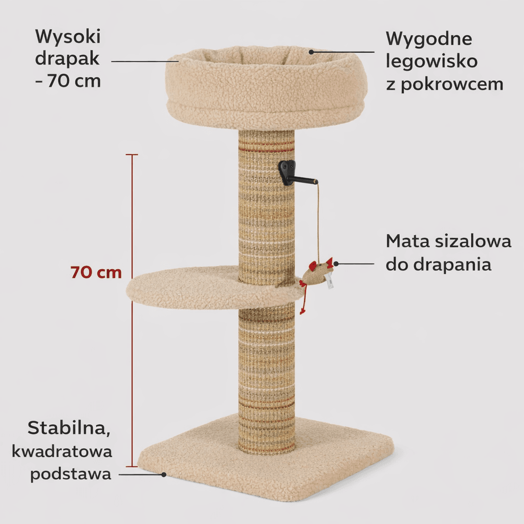 ZOLUX Kratzbaum für Katzen BOREAL, beige, 70 cm – Bild 14