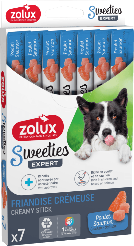 ZOLUX SWEETIES Cremiger Hundesnack mit Lachs und Huhn 7 x 14 g – Bild 2