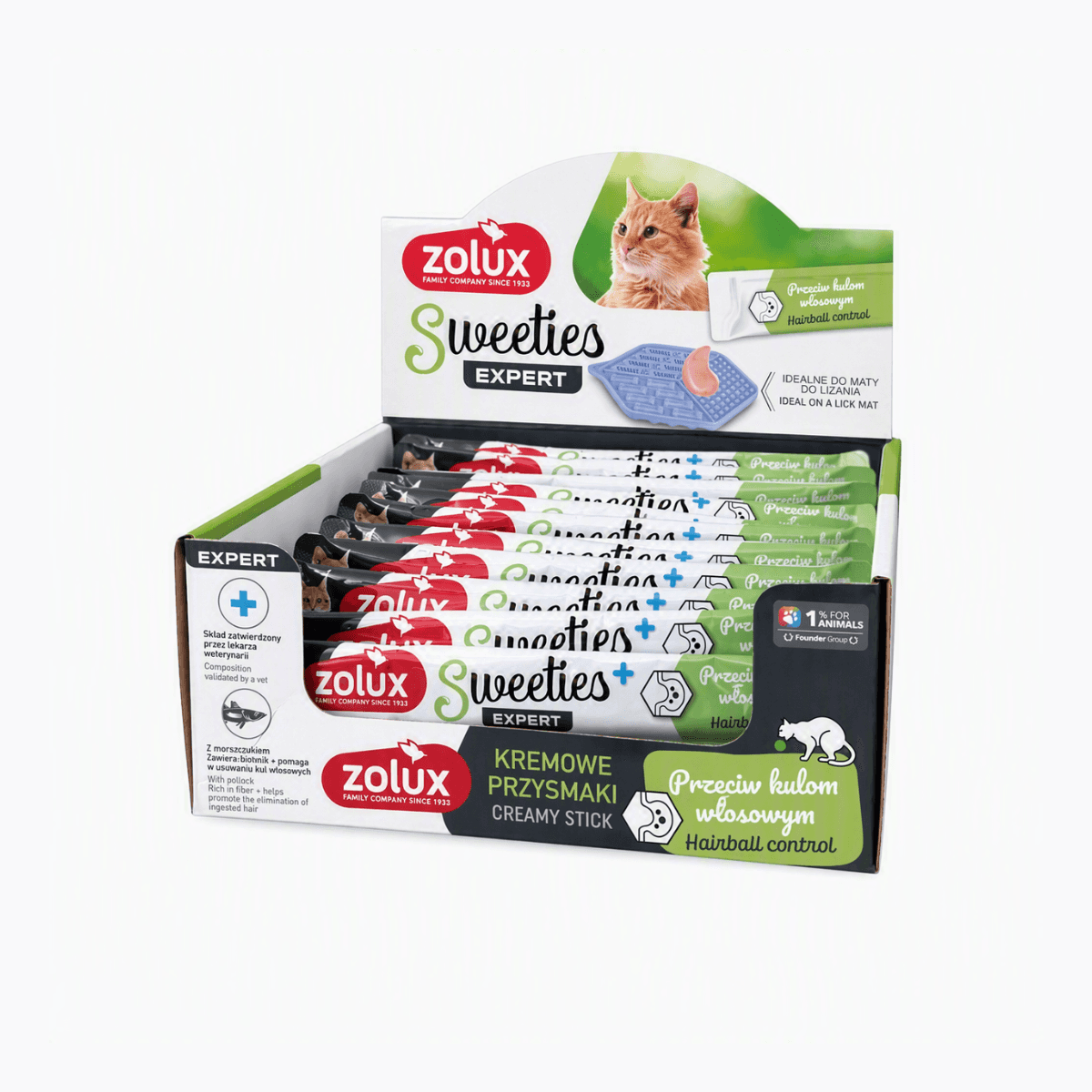 ZOLUX SWEETIES Cremesnack gegen Haarballen mit Hähnchen und Seehecht, 14 g – Bild 5