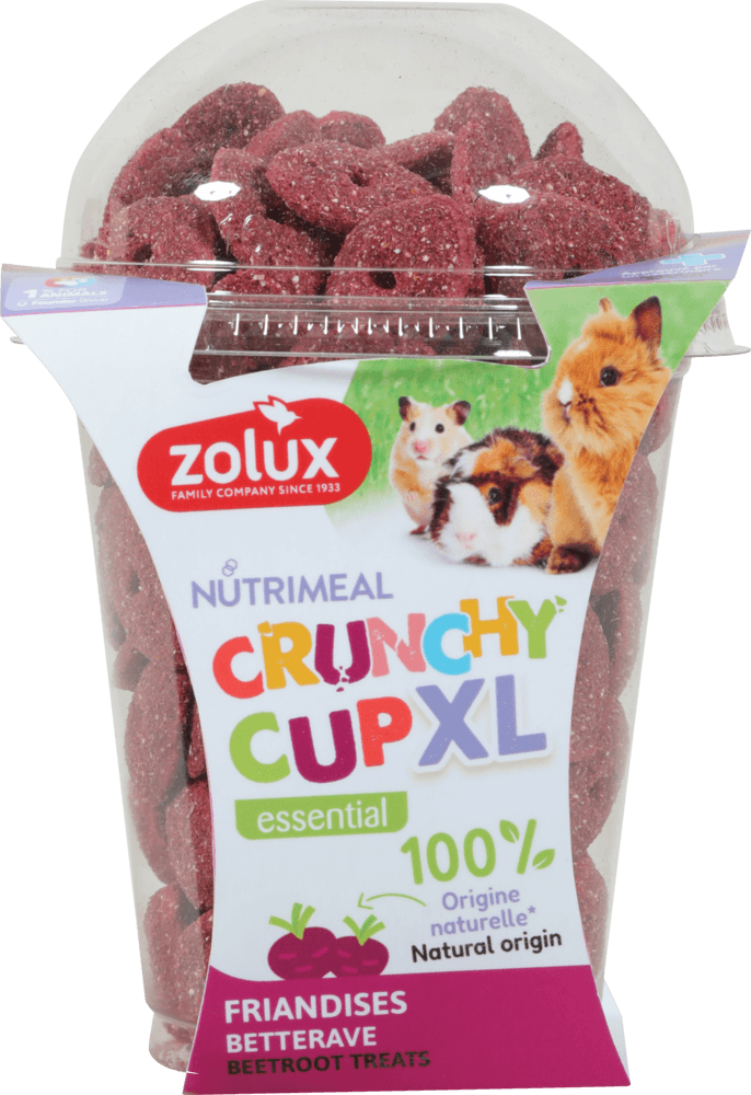 ZOLUX Natürlicher Leckerbissen für Nagetiere NUTRIMEAL CRUNCHY CUP XL Rote Bete 260g – Bild 1