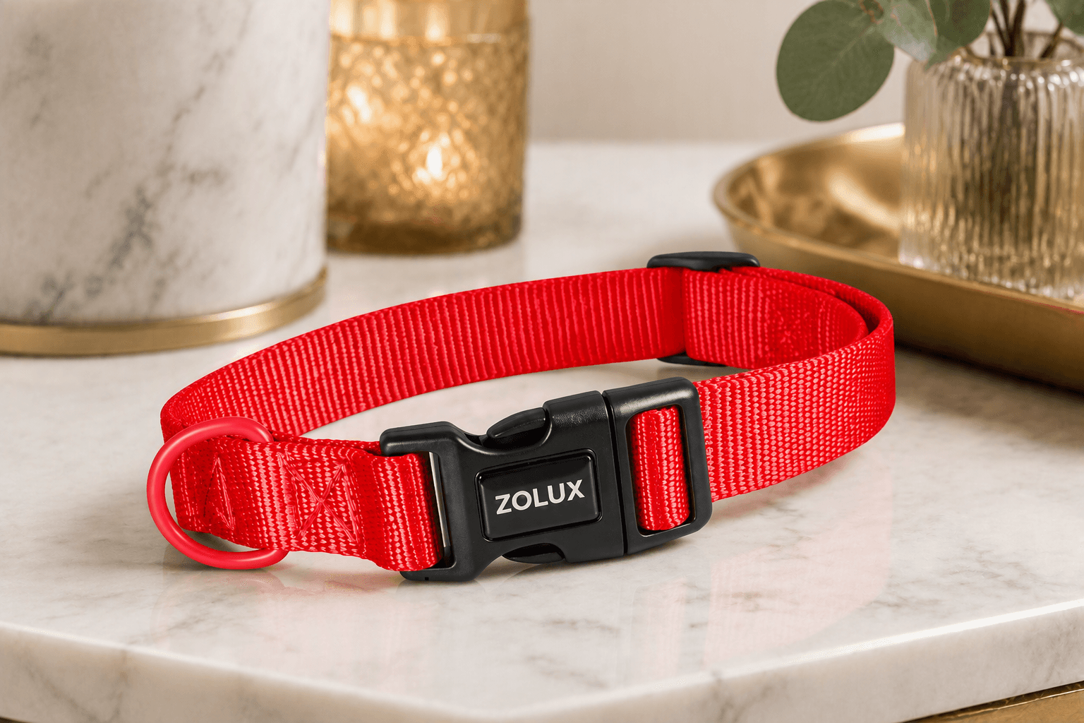 ZOLUX Klassisches Nylon-Hundehalsband, 26–39 cm, 15 mm, rot – Bild 4