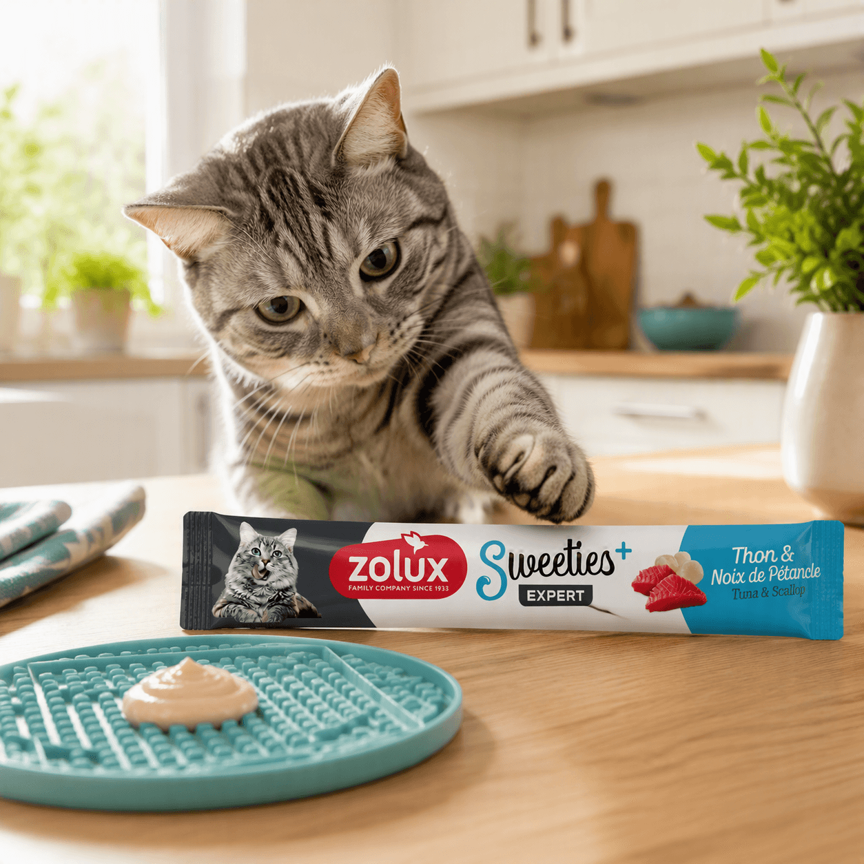 ZOLUX SWEETIES Cremesnack für Katzen mit Thunfisch und Jakobsmuscheln, 14 g – Bild 8