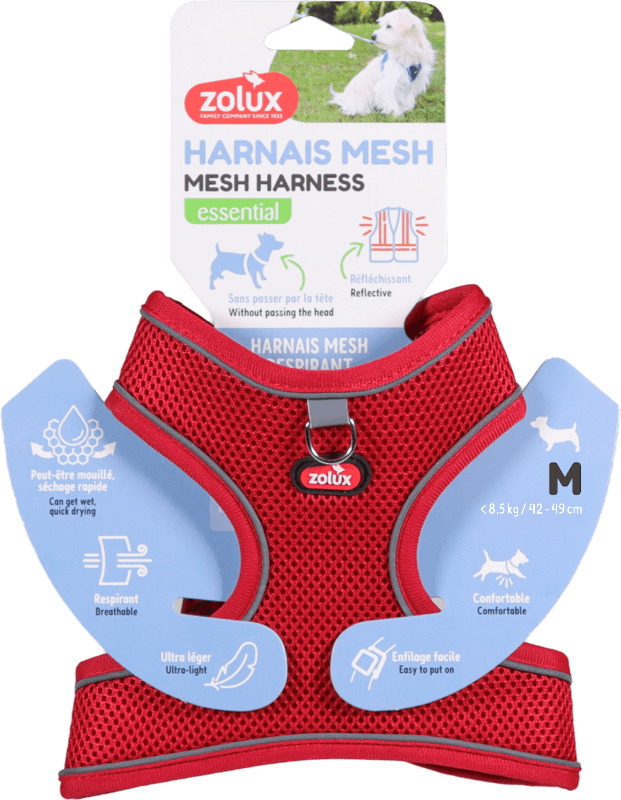 ZOLUX Atmungsaktives Mesh-Hundegeschirr, Größe M, rot – Bild 16