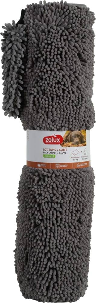 ZOLUX Mikrofaser-Handtuchmatte mit Handschuh zum Trocknen von Hunden, 120 × 80 cm, grau – Bild 4