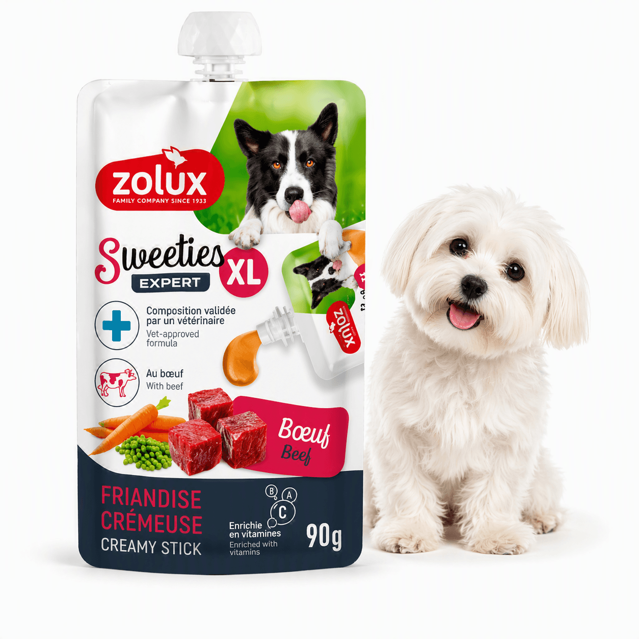ZOLUX SWEETIES XL Cremiger Hundesnack mit Rind 90 g – Bild 1