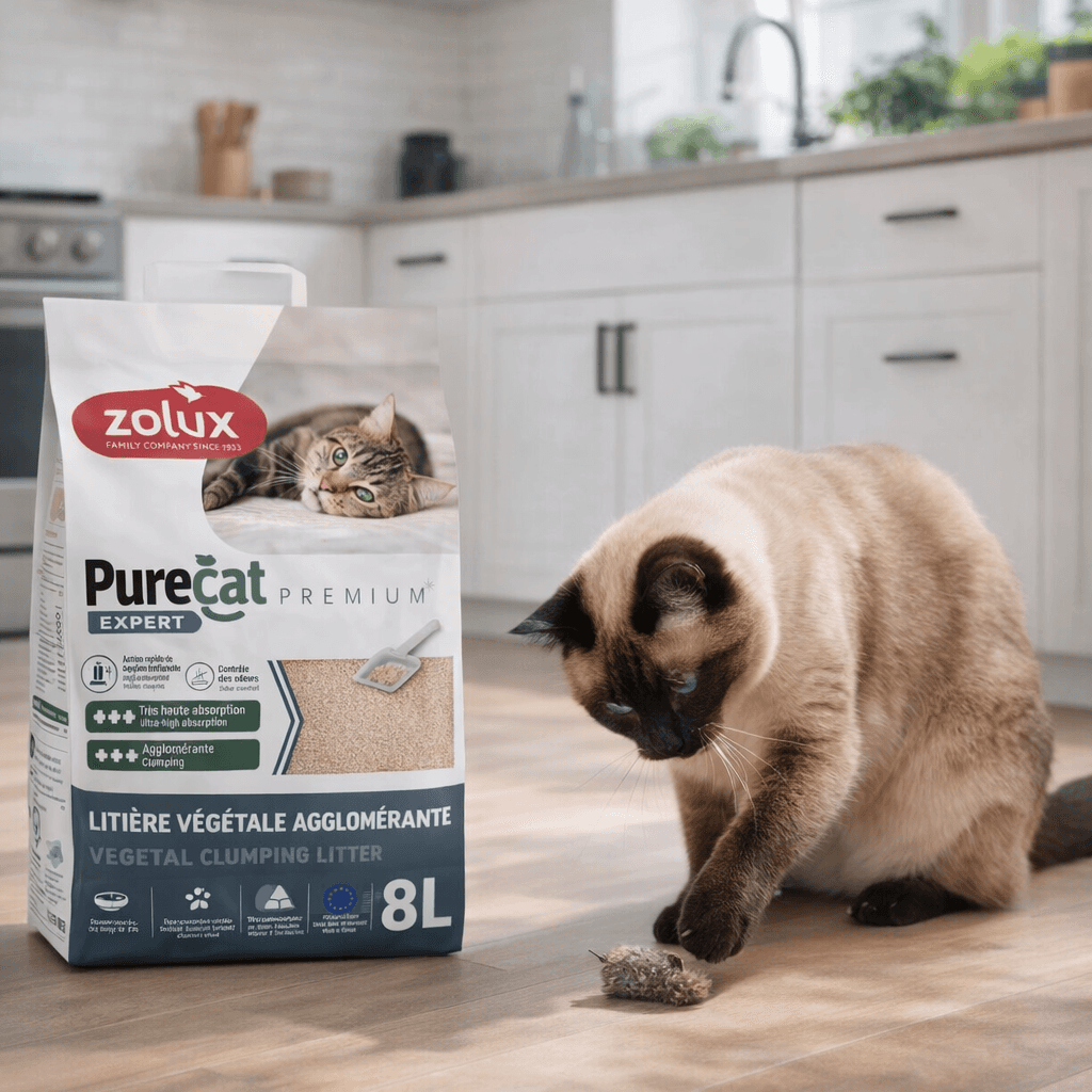ZOLUX PURECAT Premium natürliche pflanzliche Klumpstreu, 8 l – Bild 8