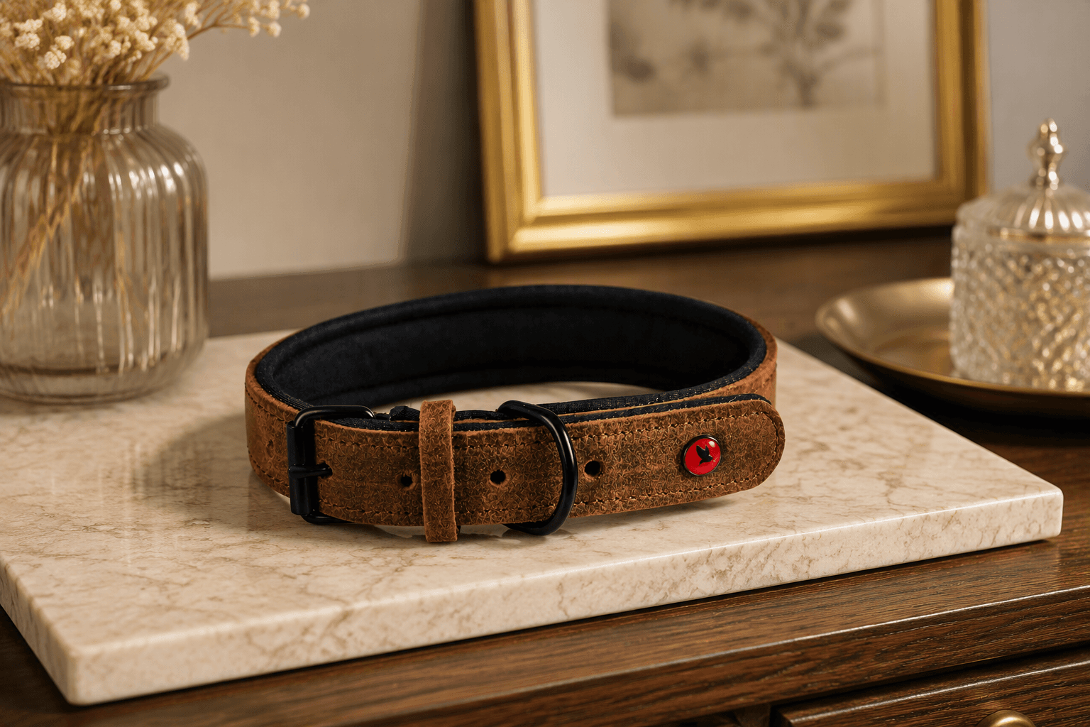 ZOLUX Komfort-Lederhalsband für Hunde, 38–48 cm, 25 mm, braun – Bild 14