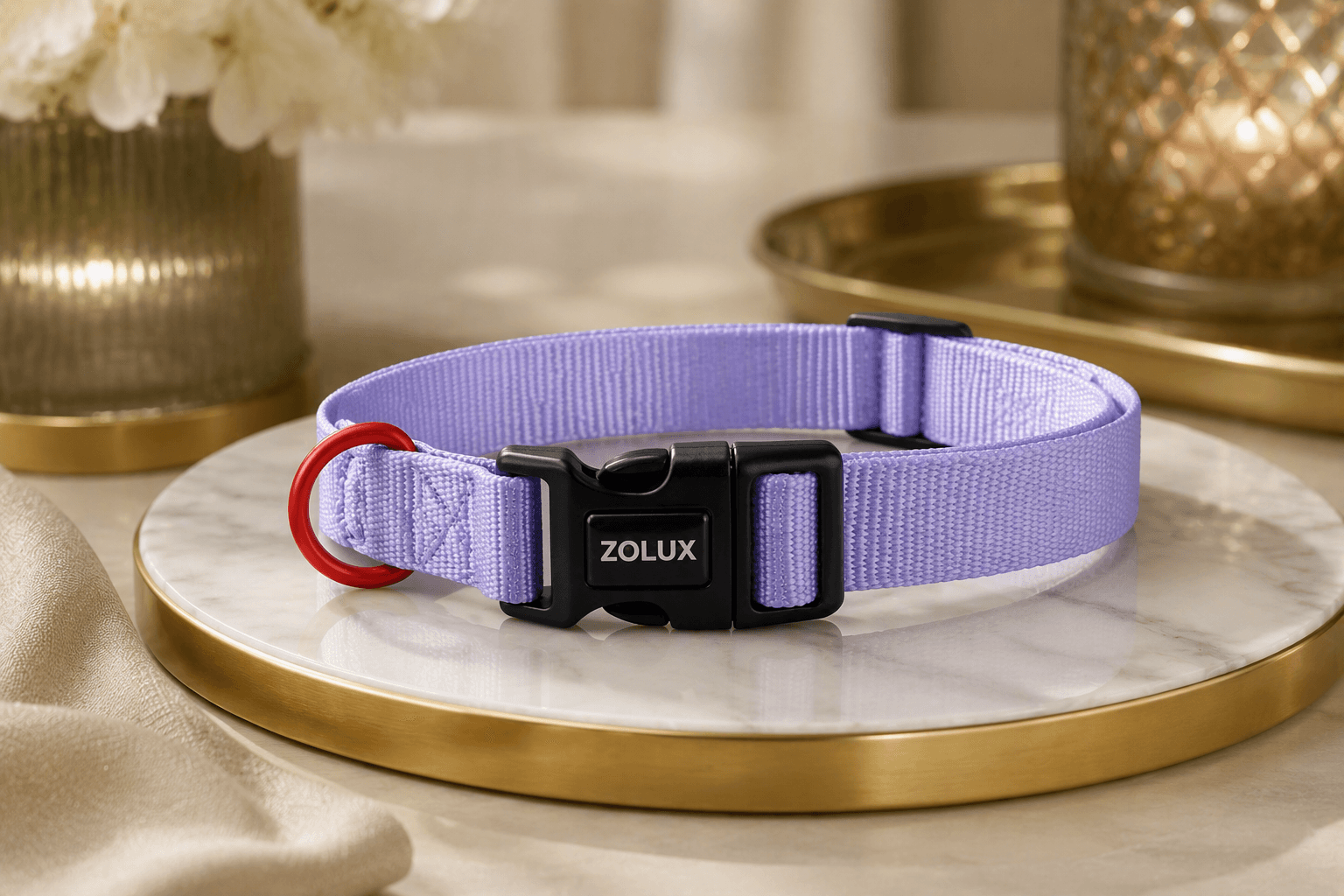 ZOLUX Klassisches Nylon-Hundehalsband, 26–39 cm, 15 mm, lila – Bild 7
