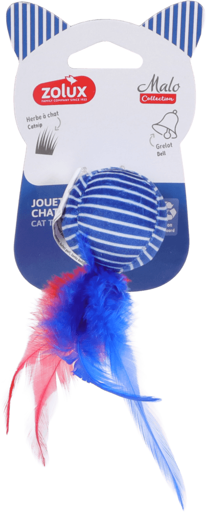 ZOLUX Katzenspielzeug MALO Ball mit Federn, 4 cm, blau – Bild 2