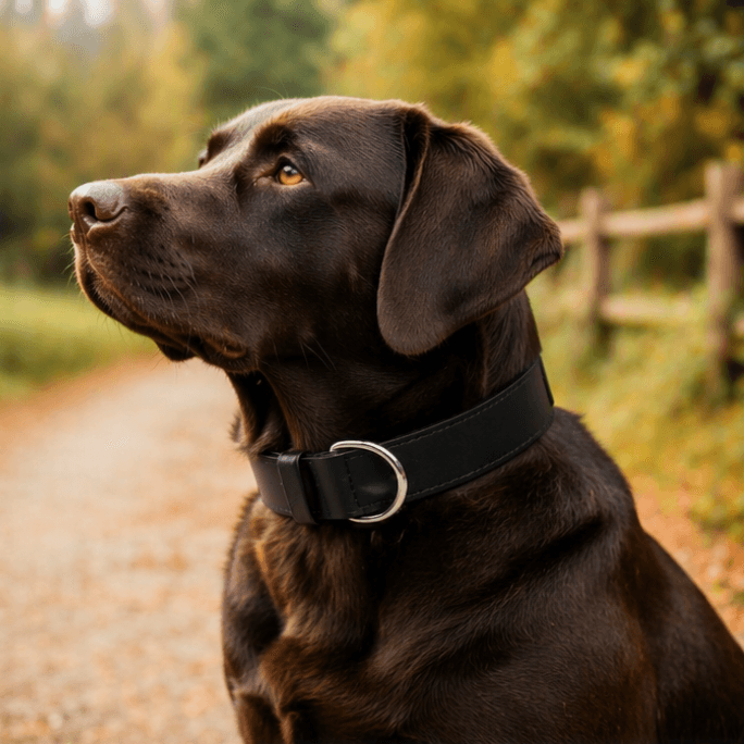 ZOLUX Verstärktes Hundehalsband aus Doppel-Leder, 55 cm, schwarz – Bild 7