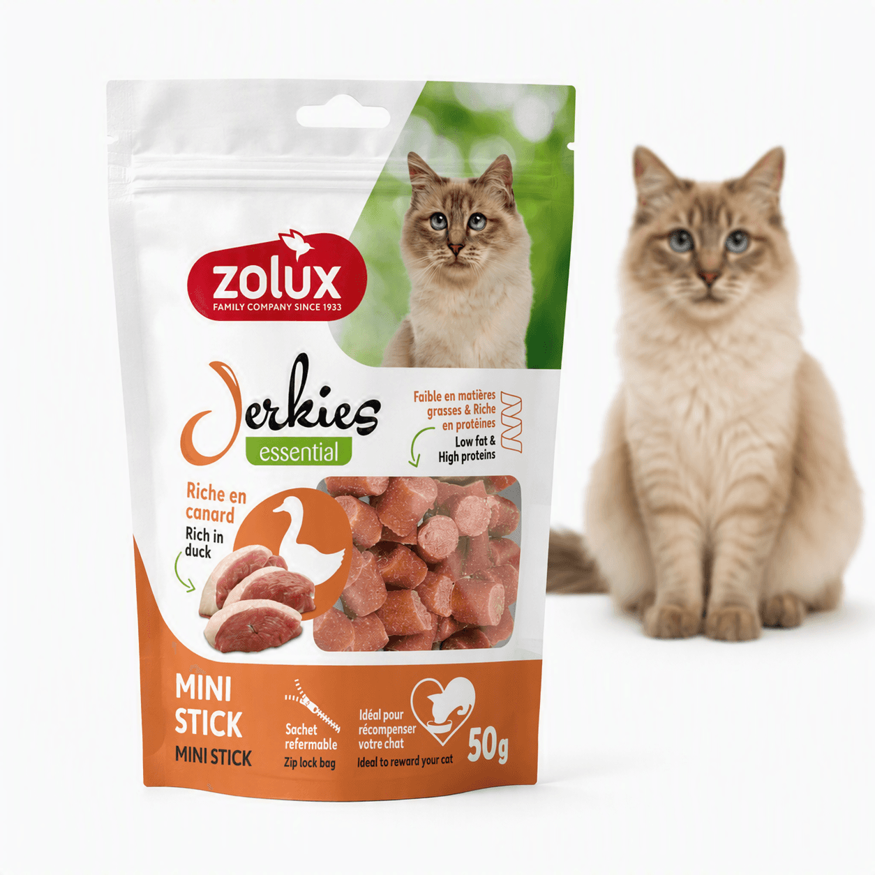 ZOLUX JERKIES Katzensnack mit Ente, 50 g – Bild 1