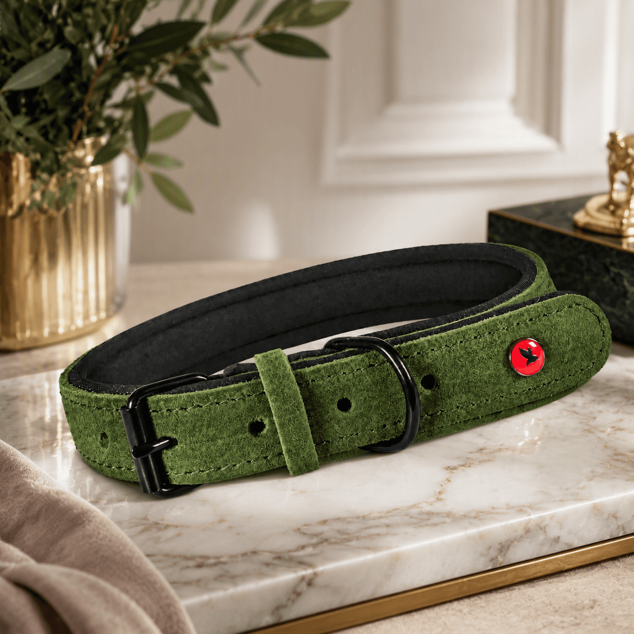 ZOLUX Komfort-Lederhalsband für Hunde, 63–74 cm, 30 mm, grün – Bild 7
