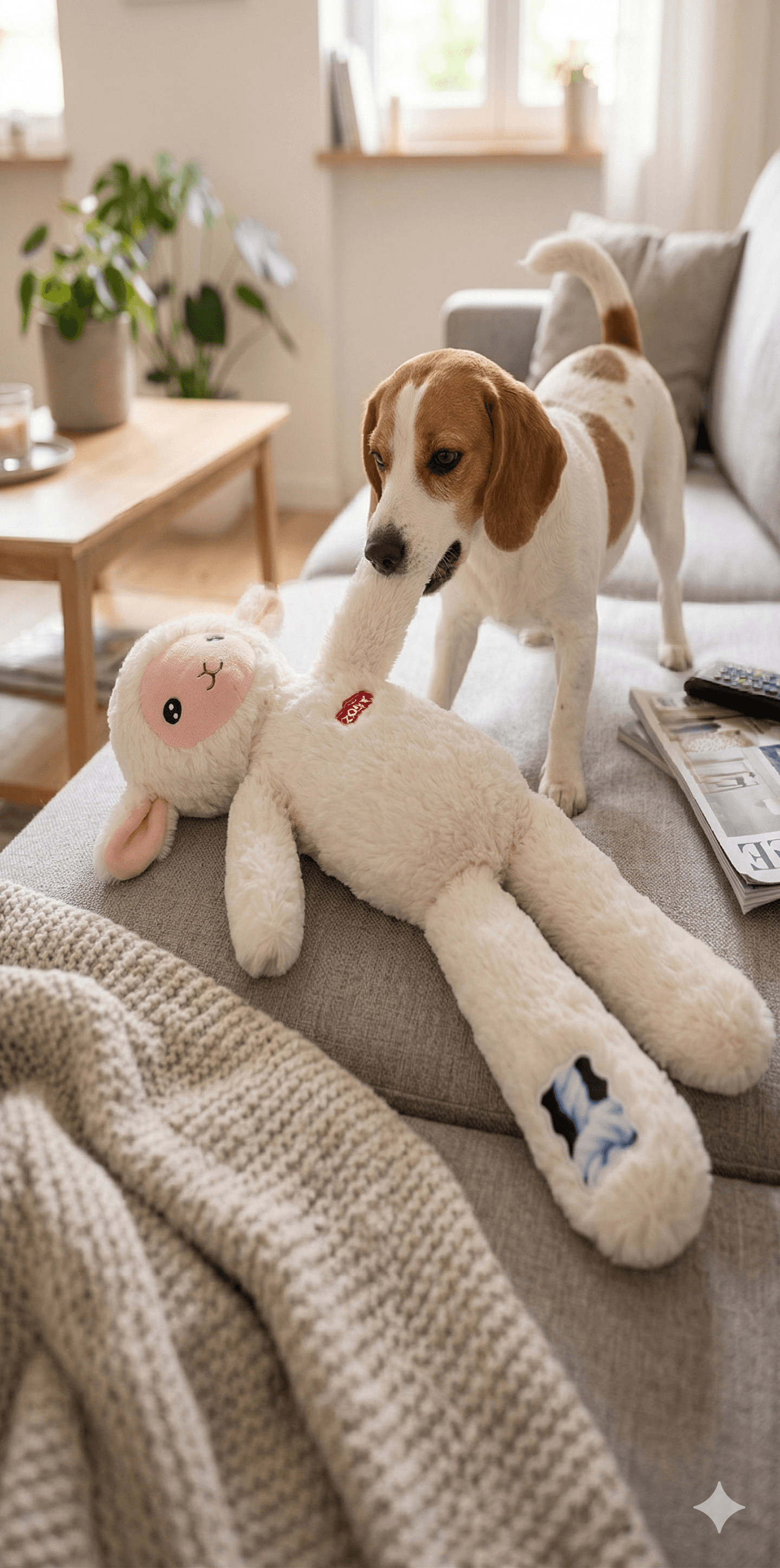 ZOLUX FURRY FARM Plüsch-Hundespielzeug, Schaf Lenny, 60 cm – Bild 7