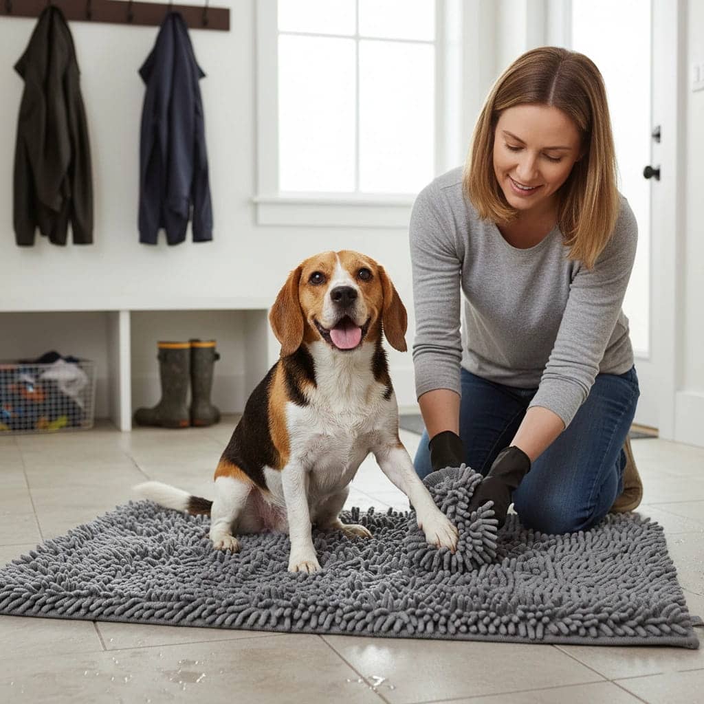 ZOLUX Mikrofaser-Handtuchmatte mit Handschuh zum Trocknen von Hunden, 120 × 80 cm, grau – Bild 8