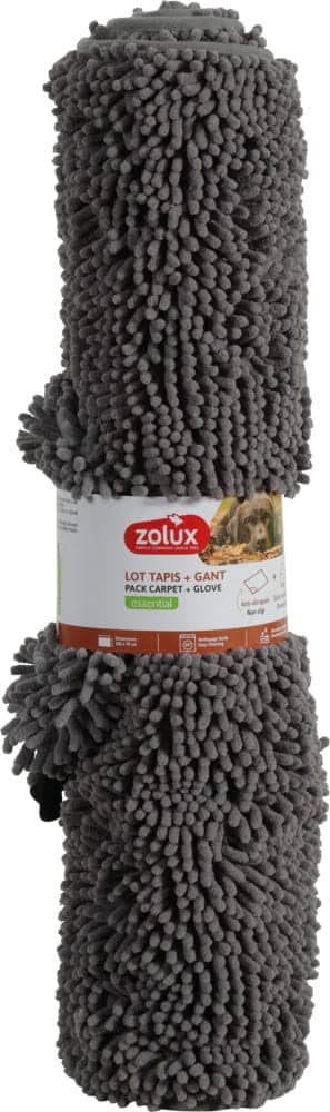 ZOLUX Mikrofaser-Handtuchmatte mit Handschuh zum Trocknen von Hunden, 100 × 70 cm, grau – Bild 3