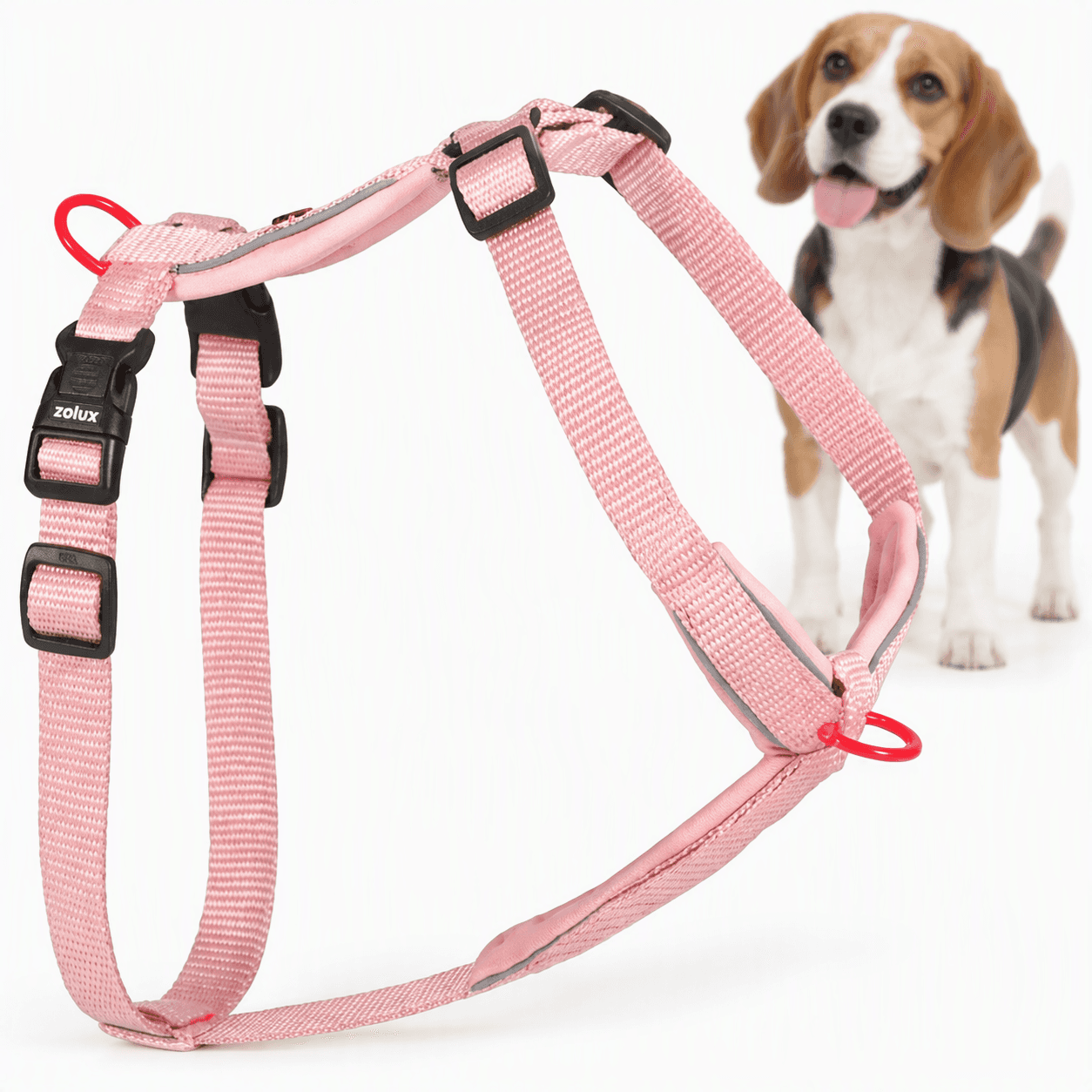 ZOLUX Premium-Nylon-Hundegeschirr, Größe M, 50–74 cm, 20 mm, rosa – Bild 1
