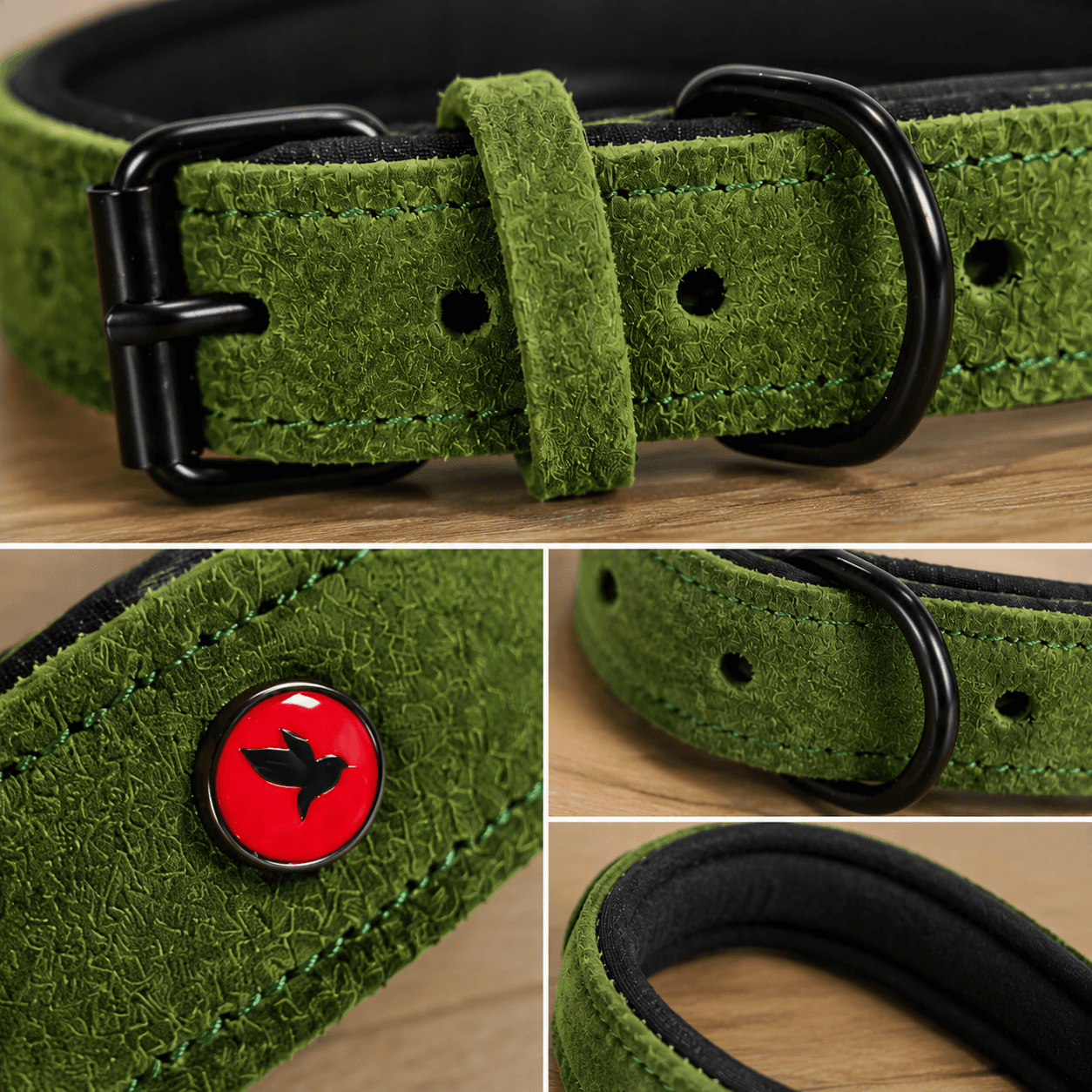 ZOLUX Komfort-Lederhalsband für Hunde, 63–74 cm, 30 mm, grün – Bild 5