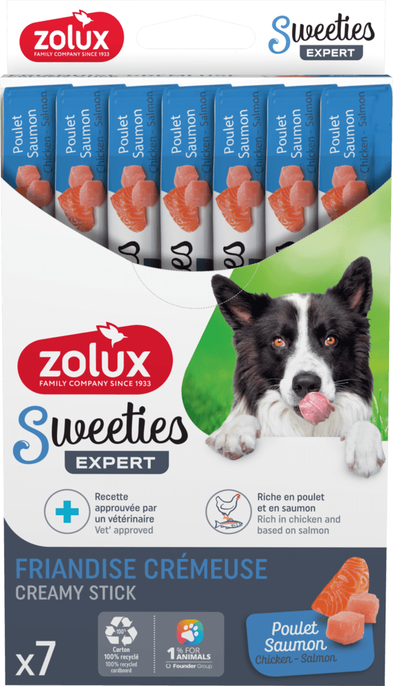 ZOLUX SWEETIES Cremiger Hundesnack mit Lachs und Huhn 7 x 14 g – Bild 1
