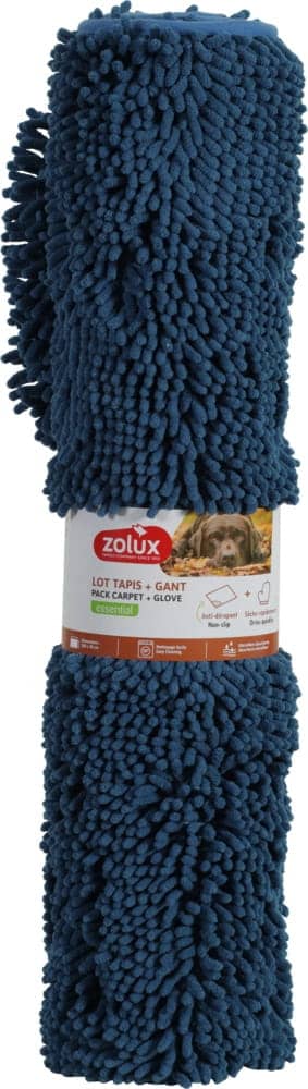 ZOLUX Mikrofaser-Handtuchmatte mit Handschuh zum Trocknen von Hunden, 100 × 70 cm, blau – Bild 4
