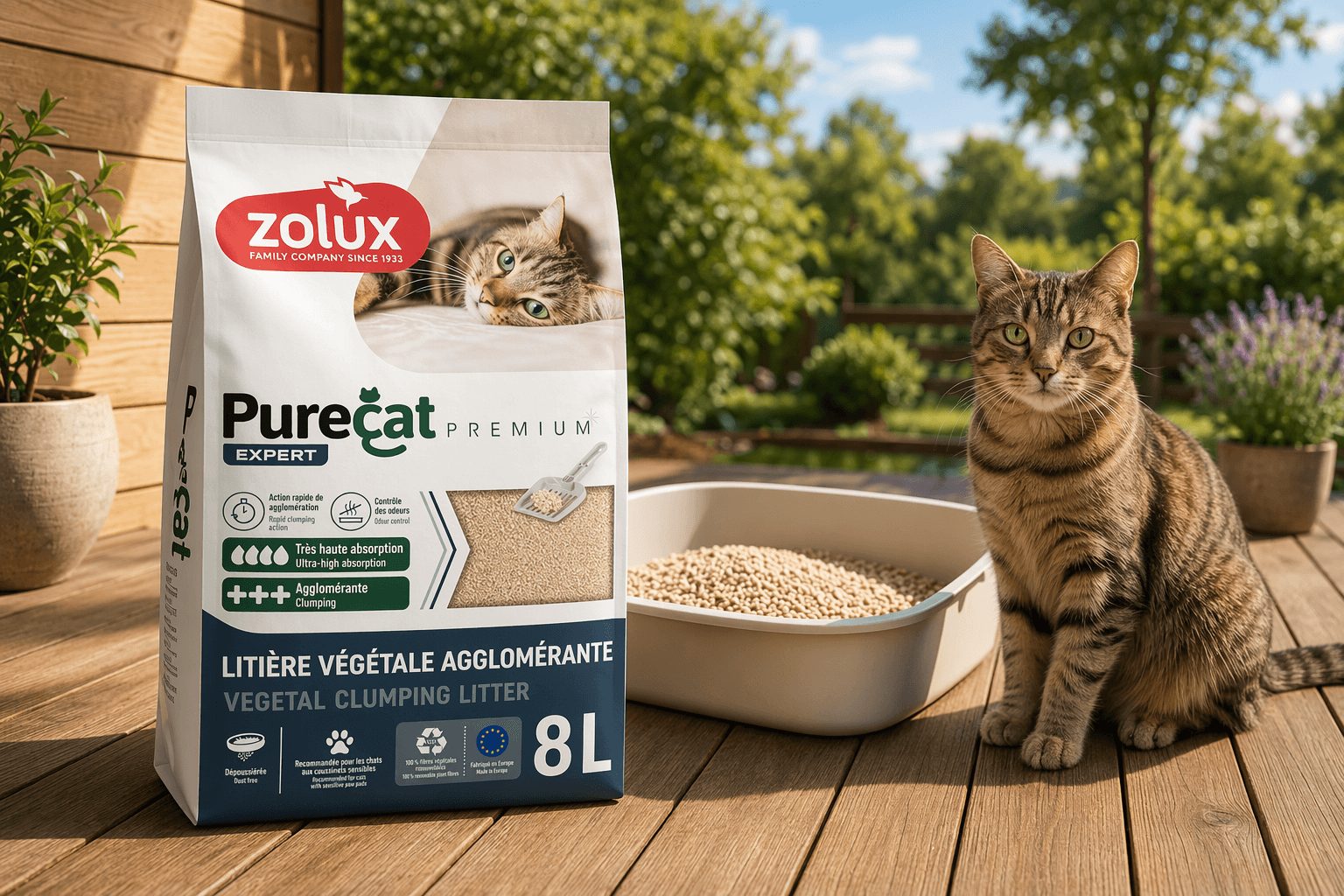 ZOLUX PURECAT Premium natürliche pflanzliche Klumpstreu, 8 l – Bild 10