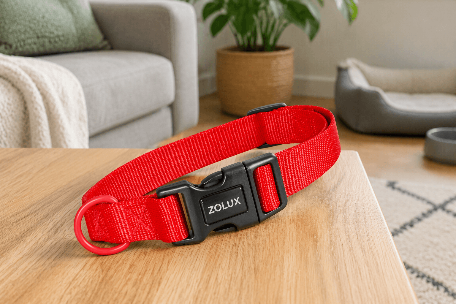 ZOLUX Klassisches Nylon-Hundehalsband, 37–58 cm, 25 mm, rot – Bild 4