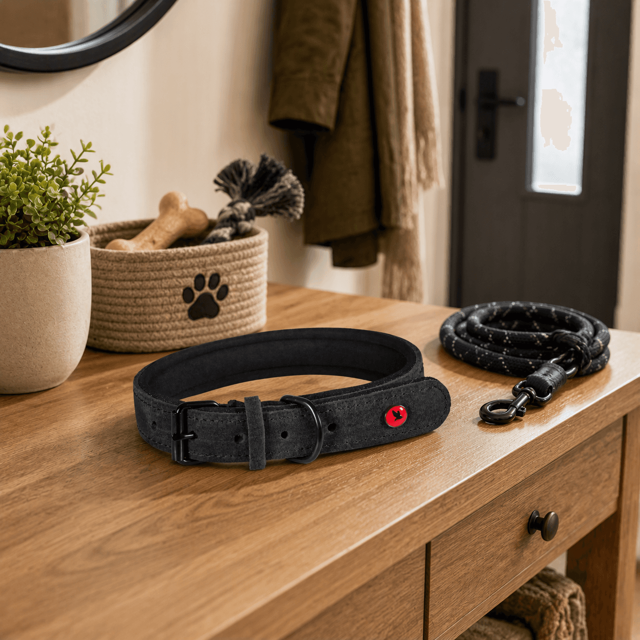 ZOLUX Komfort-Lederhalsband für Hunde, 34–44 cm, 20 mm, schwarz – Bild 4
