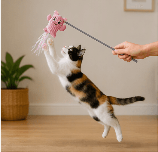 ZOLUX MALO Bewegliche Katzenspielangel mit Druckknopf, Languste, rosa – Bild 4