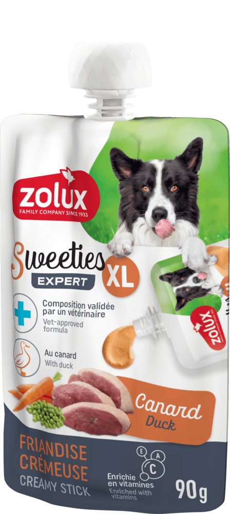 ZOLUX SWEETIES XL Cremiger Hundesnack mit Ente 90 g – Bild 5