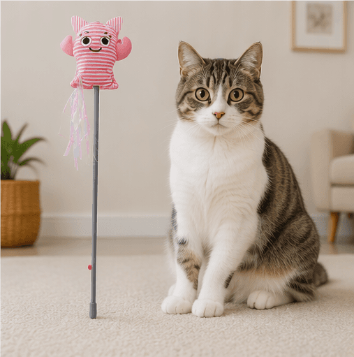 ZOLUX MALO Bewegliche Katzenspielangel mit Druckknopf, Languste, rosa – Bild 8