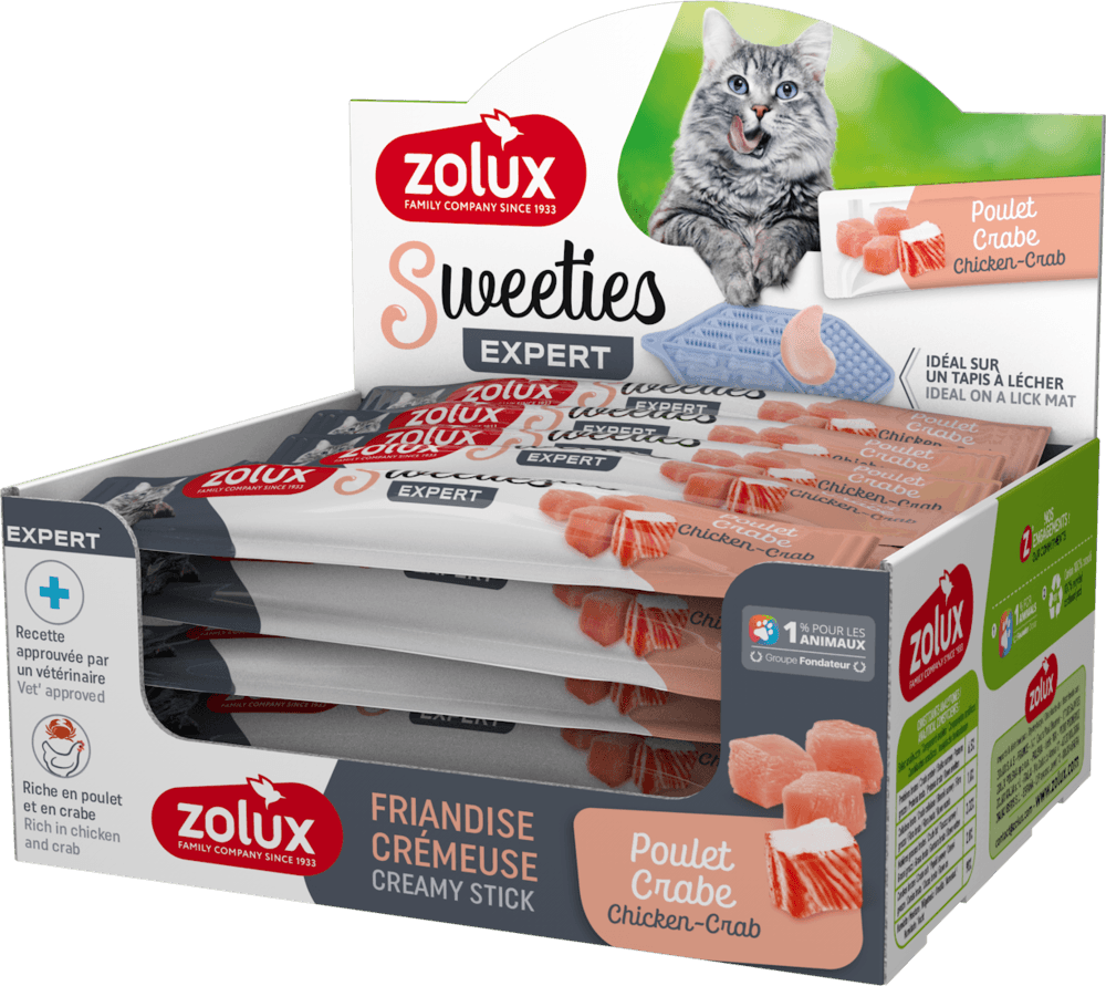 ZOLUX SWEETIES Cremesnack für Katzen mit Hähnchen und Krabben, 14 g – Bild 4