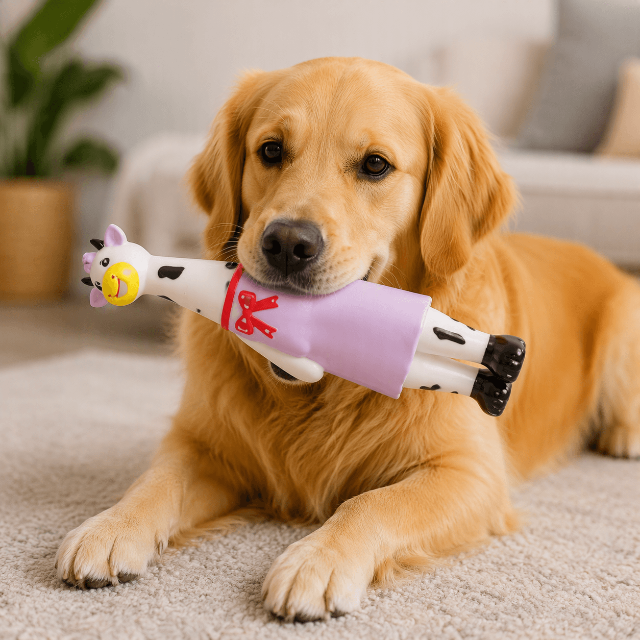 ZOLUX KARTOON Hundespielzeug Kuh mit Quietscher 32 cm – Bild 5