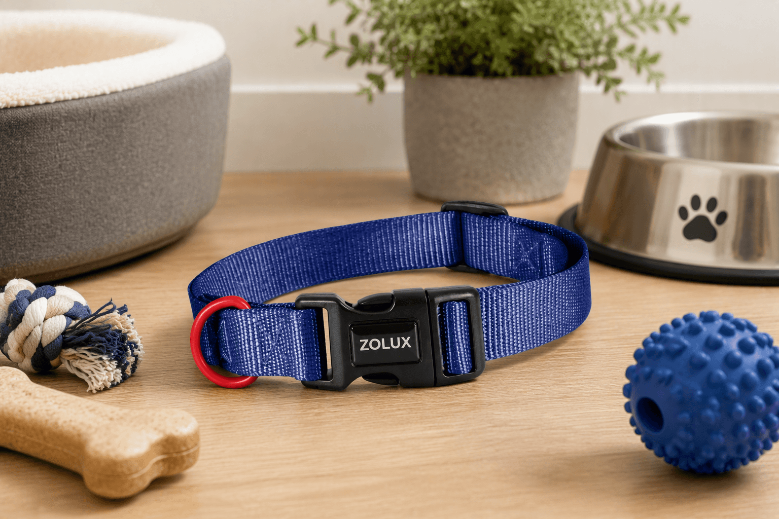 ZOLUX Klassisches Nylon-Hundehalsband, 21–36 cm, 10 mm, marineblau – Bild 4