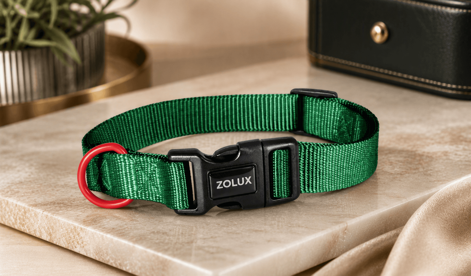 ZOLUX Klassisches Nylon-Hundehalsband, 21–36 cm, 10 mm, grün – Bild 4