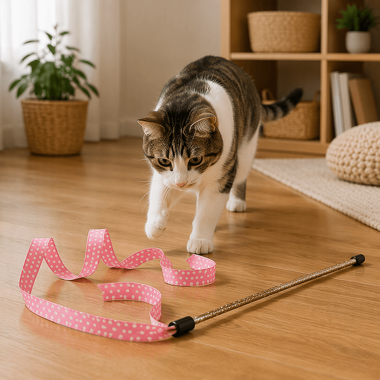 ZOLUX DOTIE Katzenspielangel mit Bändern, rosa, 80 cm – Bild 8