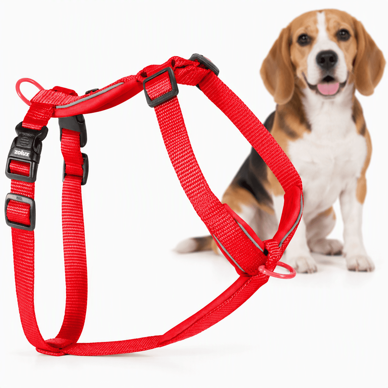 ZOLUX Premium-Nylon-Hundegeschirr, Größe M, 50–74 cm, 20 mm, rot – Bild 1