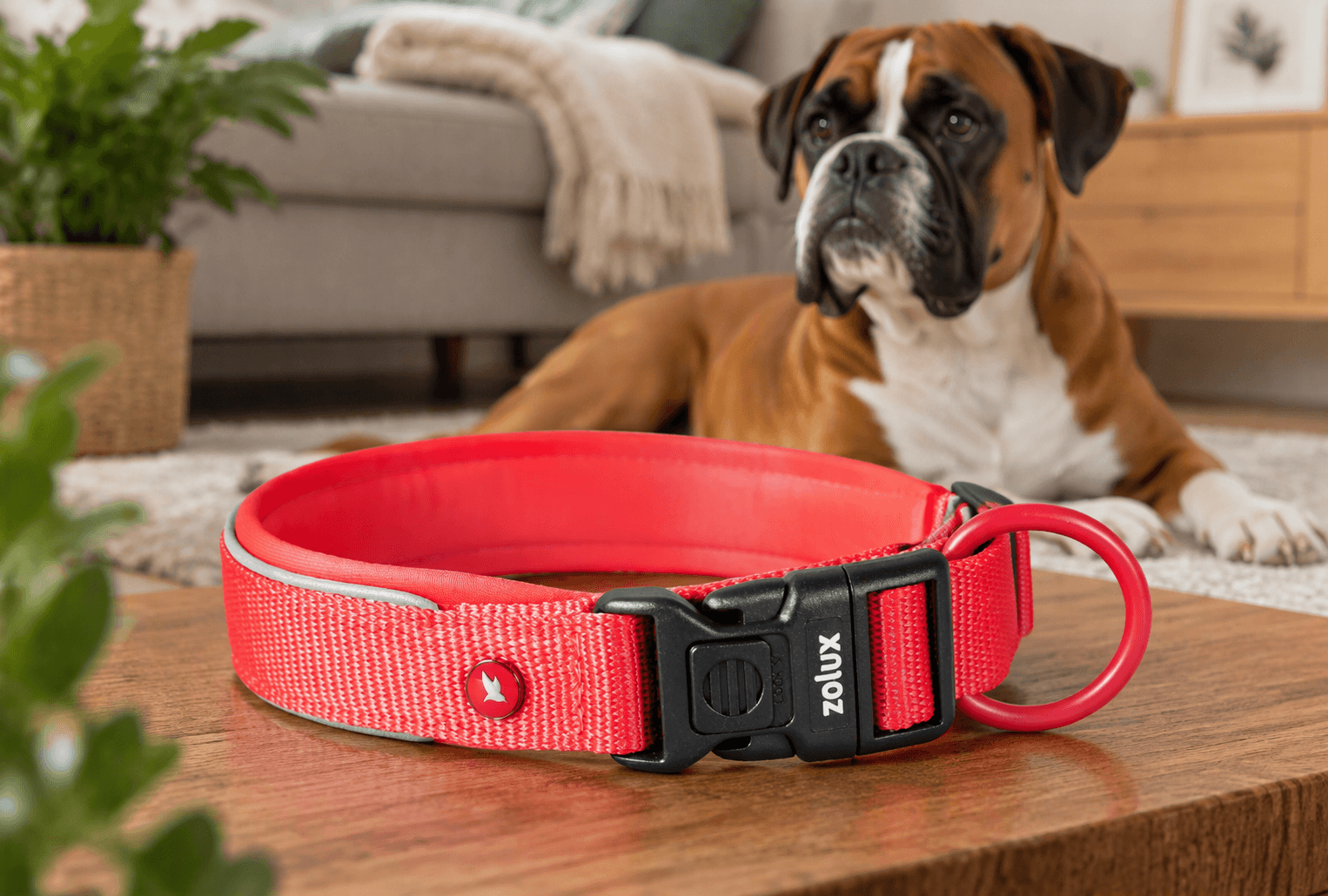 ZOLUX Premium-Nylon-Hundehalsband, Größe XL, 50–55 cm, 25 mm, rot – Bild 4