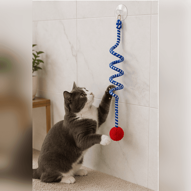 ZOLUX Hängendes Katzenspielzeug MALO mit Pompon und Feder, 80 cm, blau – Bild 10