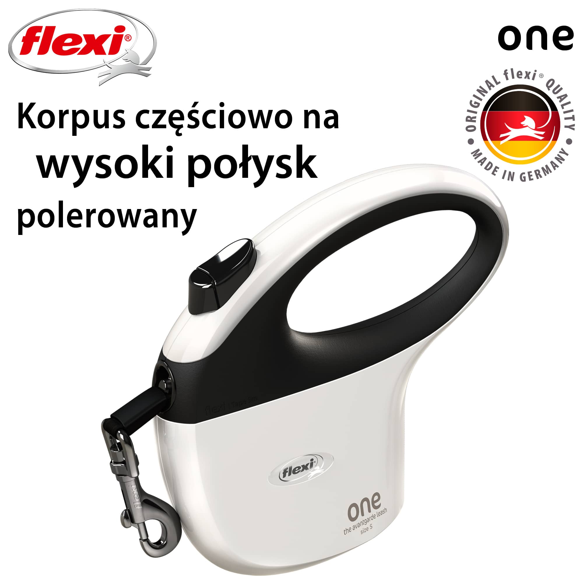 FLEXI ALL FOR ONE Automatikleine für Hunde, Band, S, 5 m, weiß – Bild 6