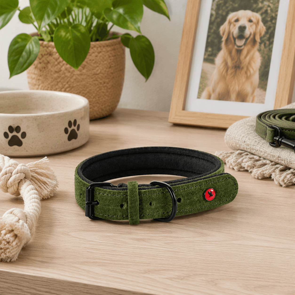 ZOLUX Komfort-Lederhalsband für Hunde, 23–30 cm, 14 mm, grün – Bild 7
