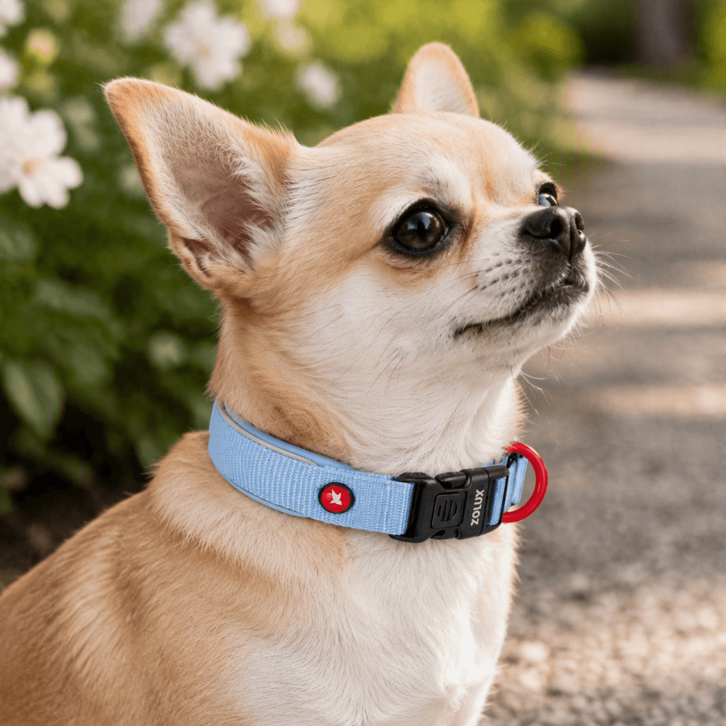 ZOLUX Premium-Nylon-Hundehalsband, Größe XXS, 25–30 cm, 15 mm, hellblau – Bild 7
